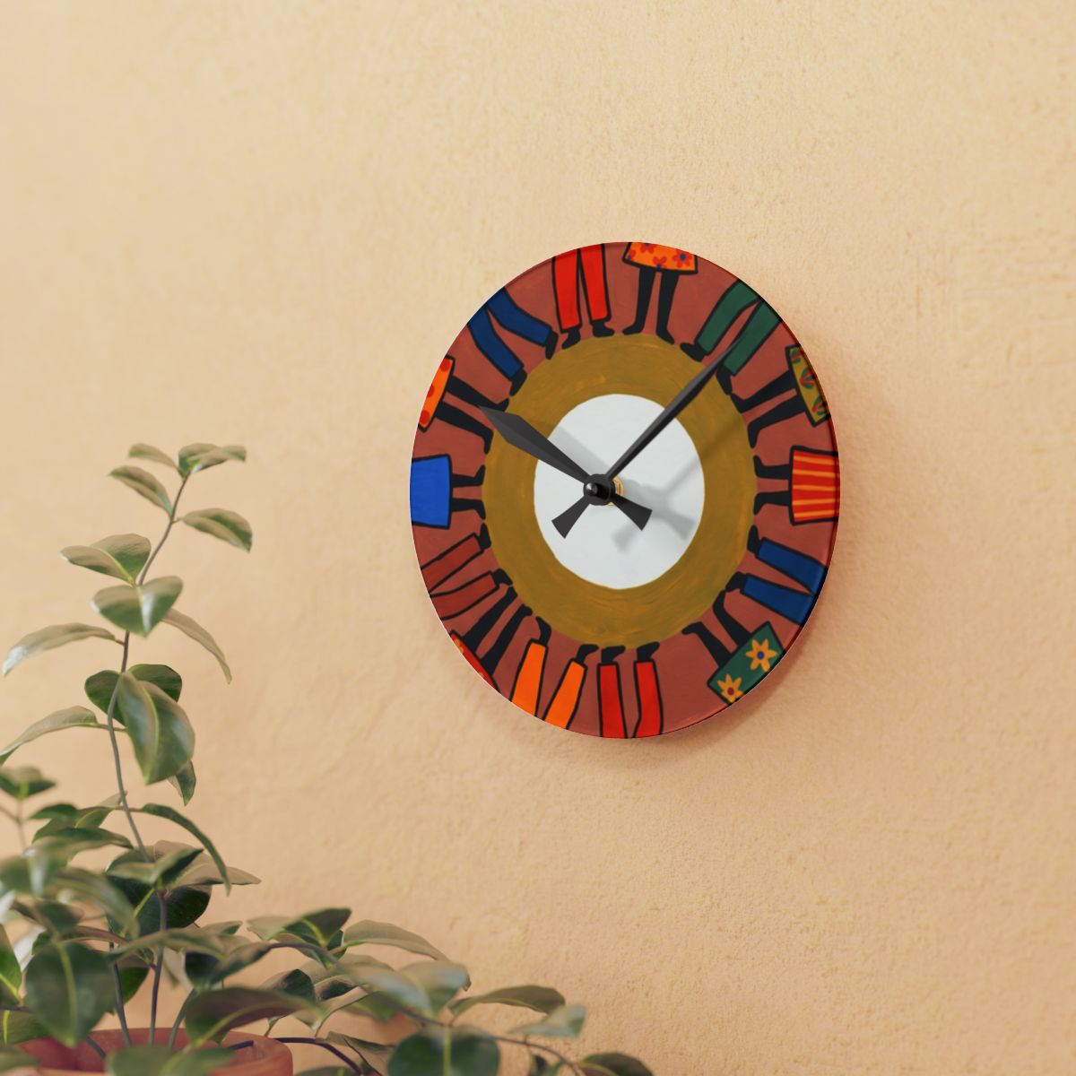 Acrylic Wall Clock - Unity Mandala Folk Art | Echovira...