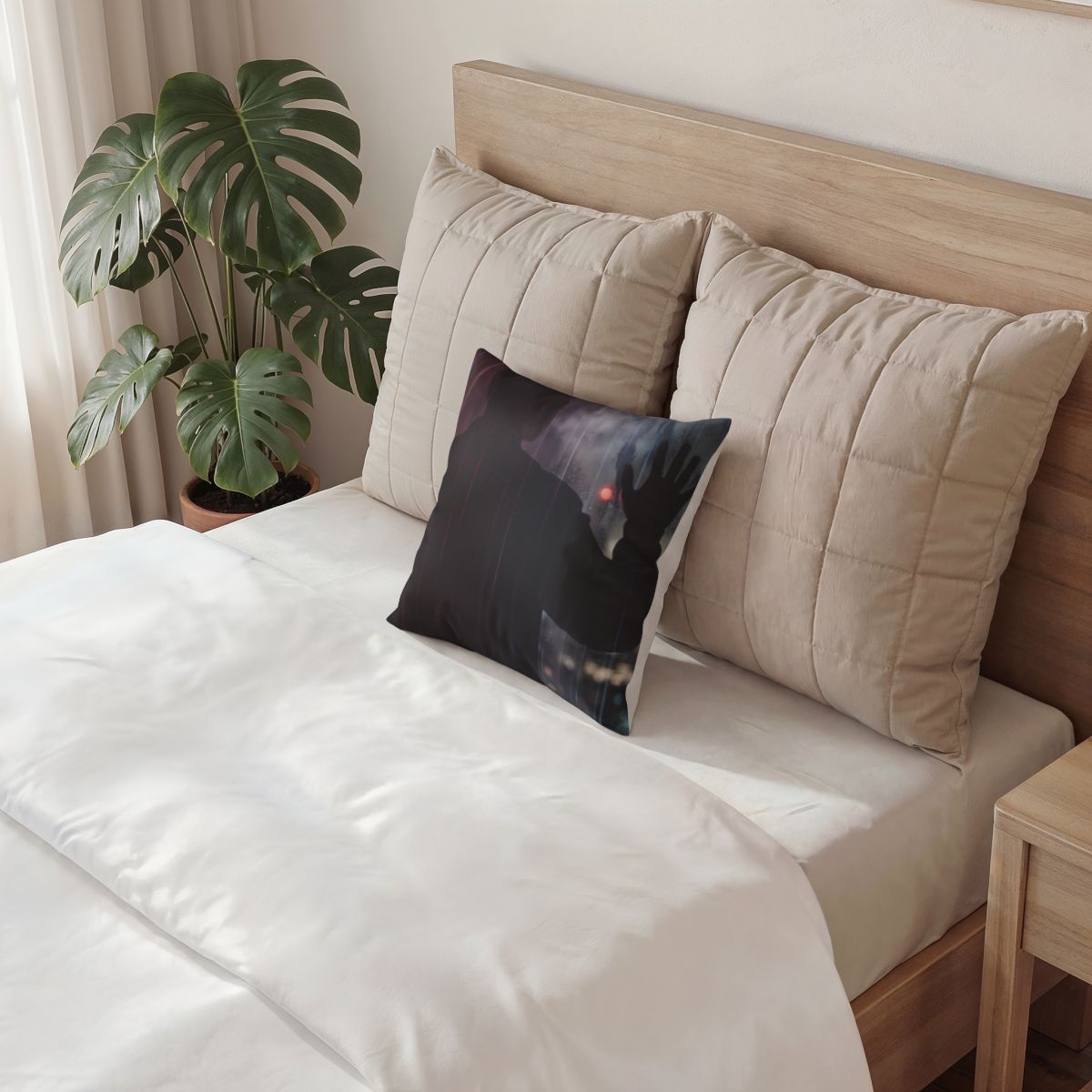 Poly Velvet Pillow - City Window Rain Noir Aesthetic Art |...