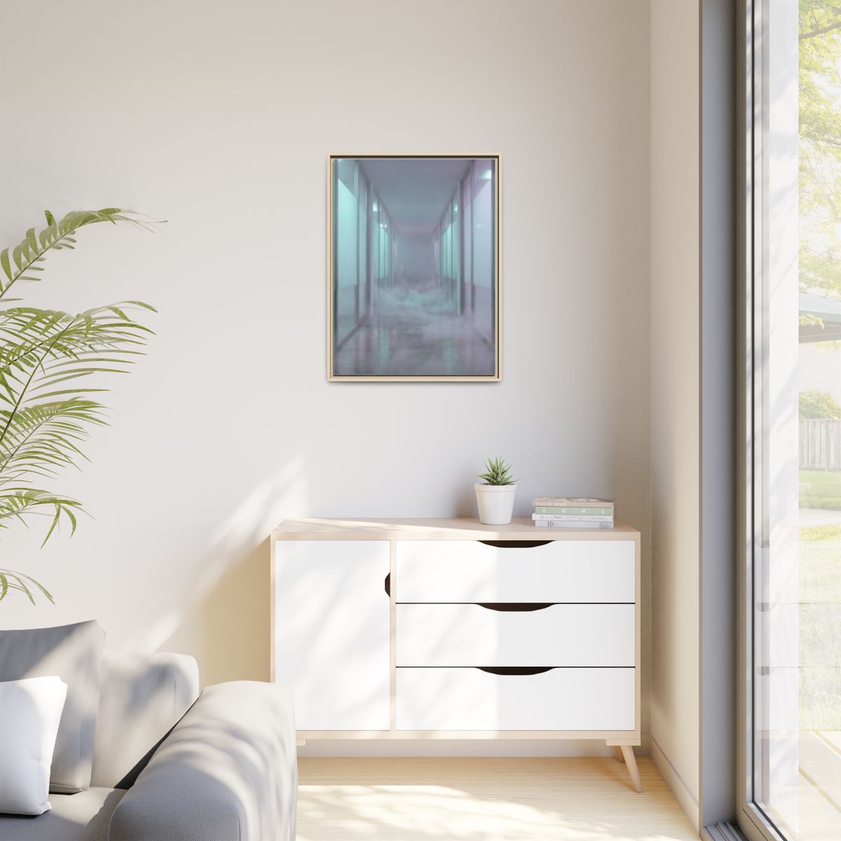 Matte Canvas, Framed - Liminal Corridor Fog Art Print —... |...
