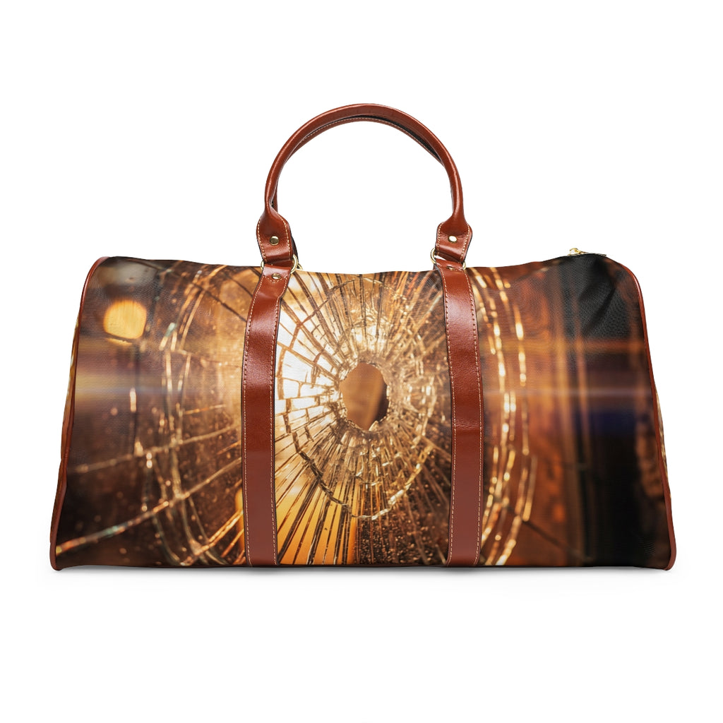 Waterproof Travel Bag - Shattered Amber Glass Art | Echovira...