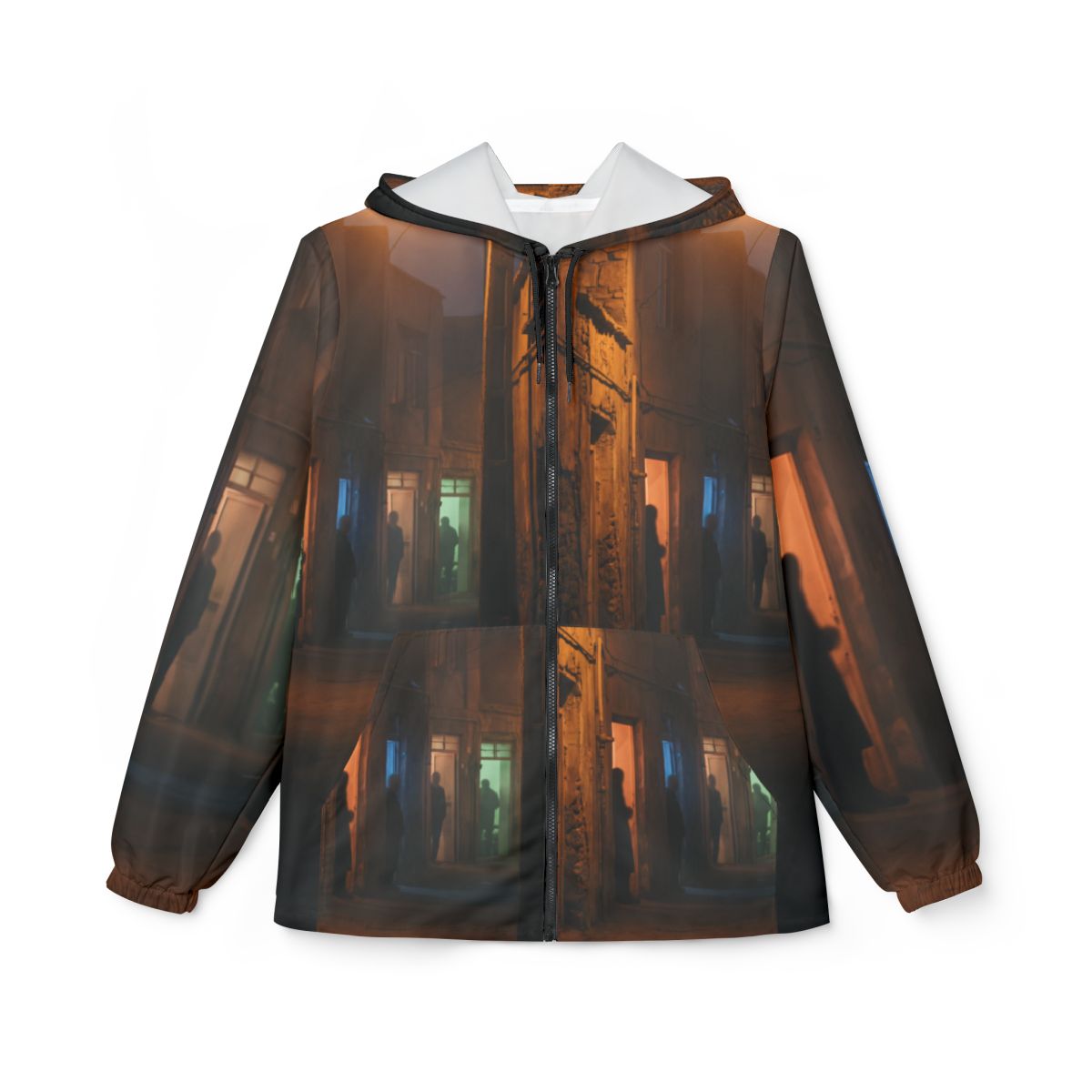 Unisex Windbreaker Jacket - Shadowed Alleyway Mystery Art......
