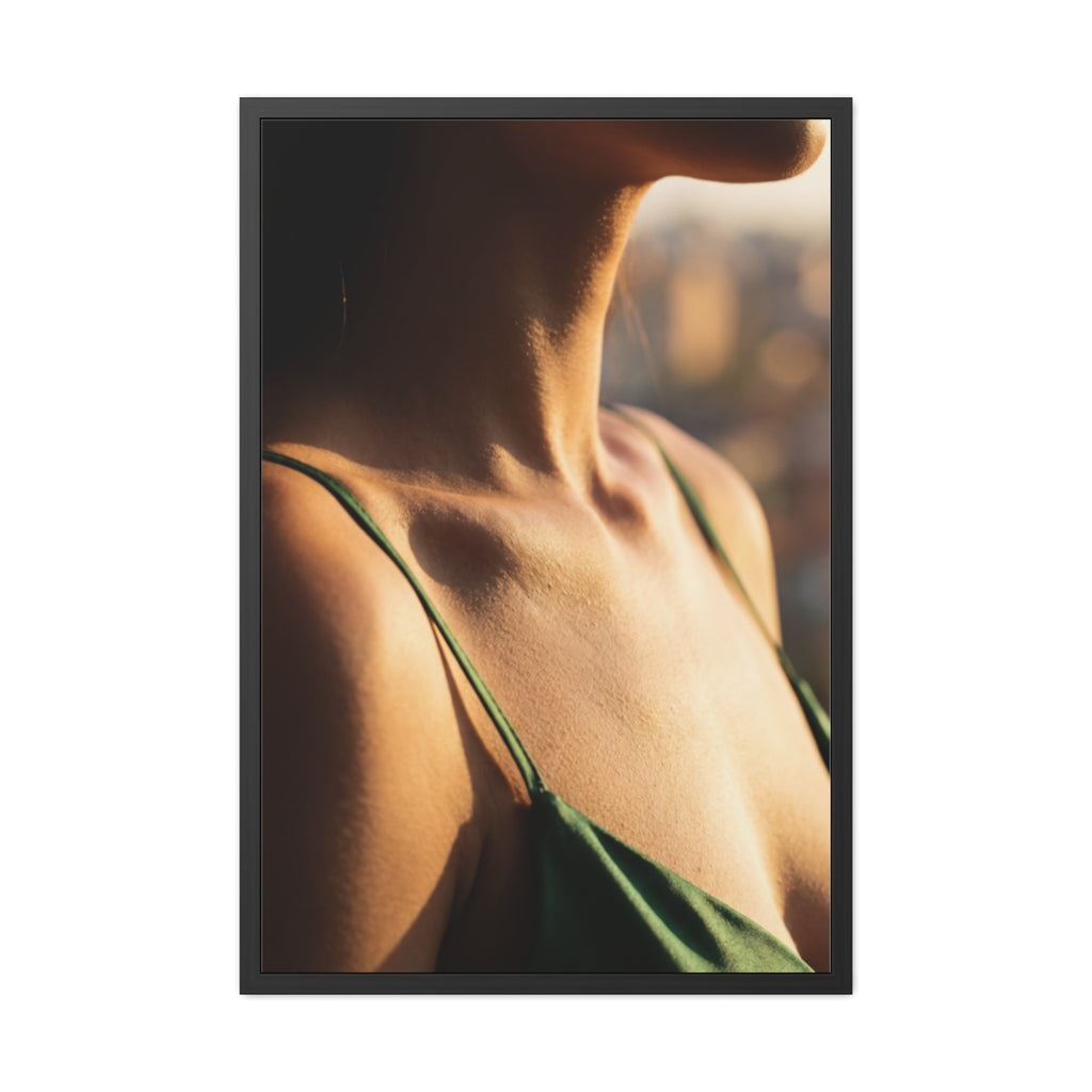 Golden Hour Framed Poster - Elegant Sunkissed Art — Portrait...