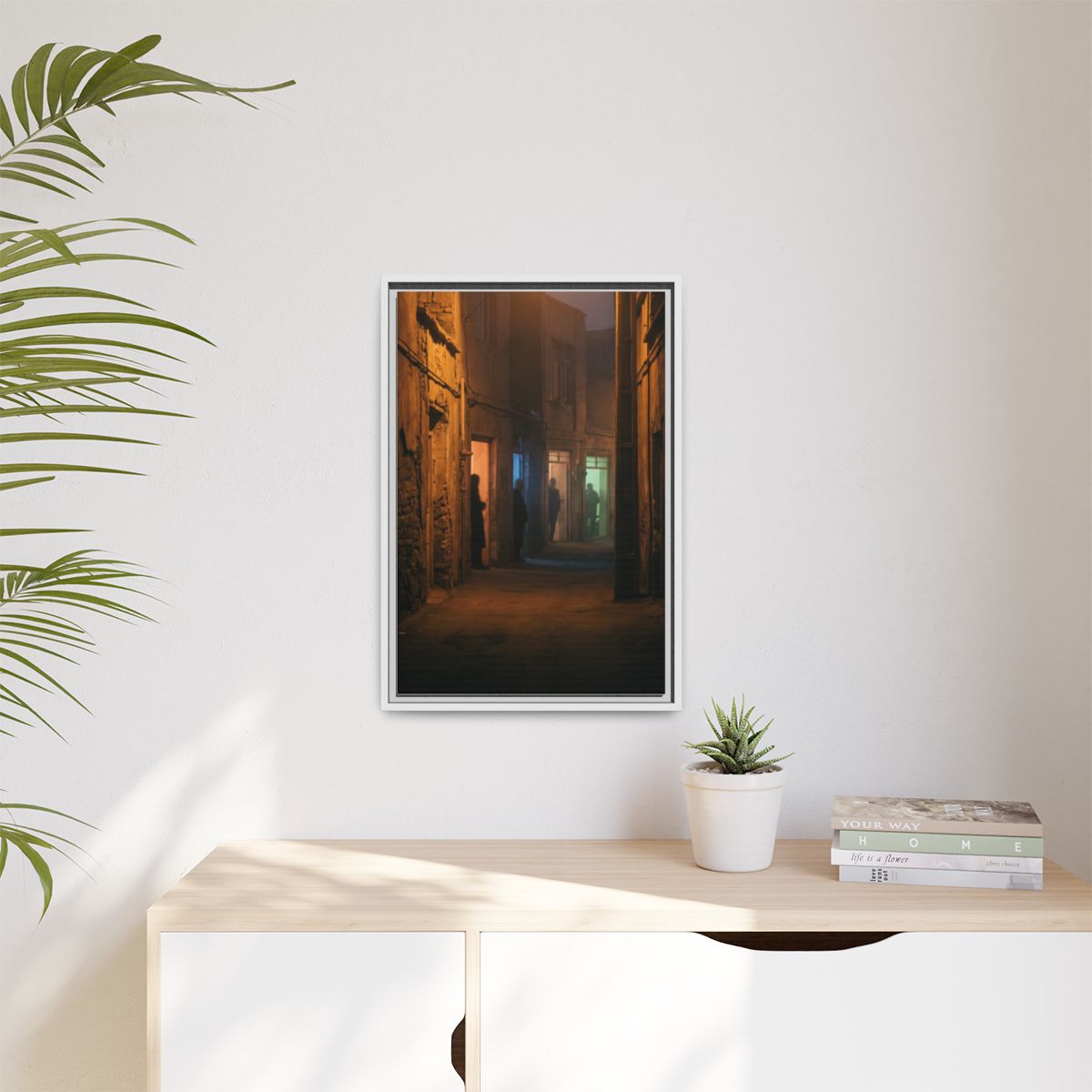 Matte Canvas, Framed - Shadowed Alleyway Mystery Art Print...