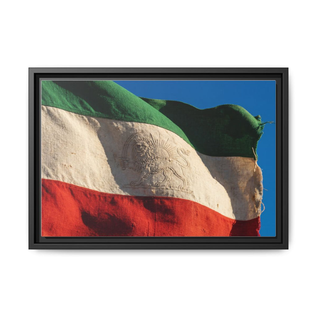 Framed Canvas Art - Distressed Flag — Black / 1.25"