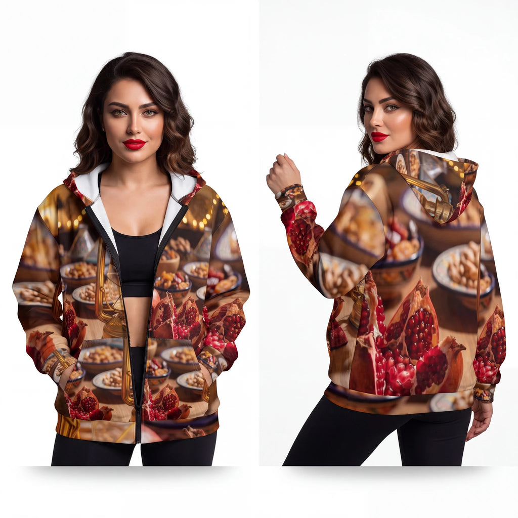 Unisex Zip Hoodie - Amber Twilight Feast | Echovira Gallery