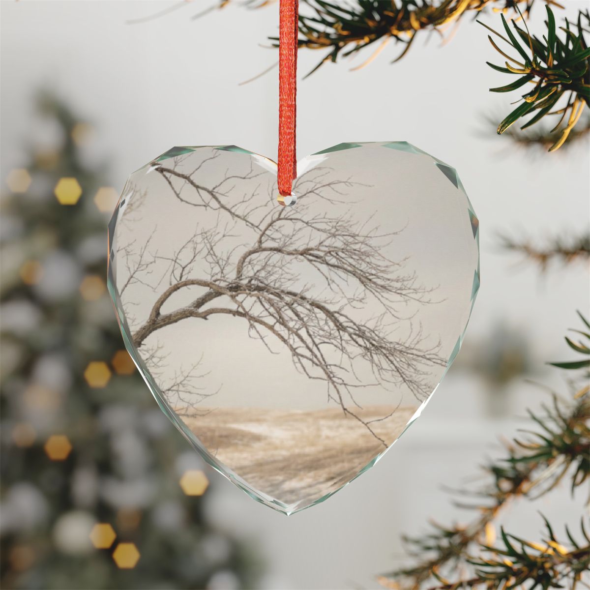 Crystal Glass Ornament - Whispering Branches Winter Field......