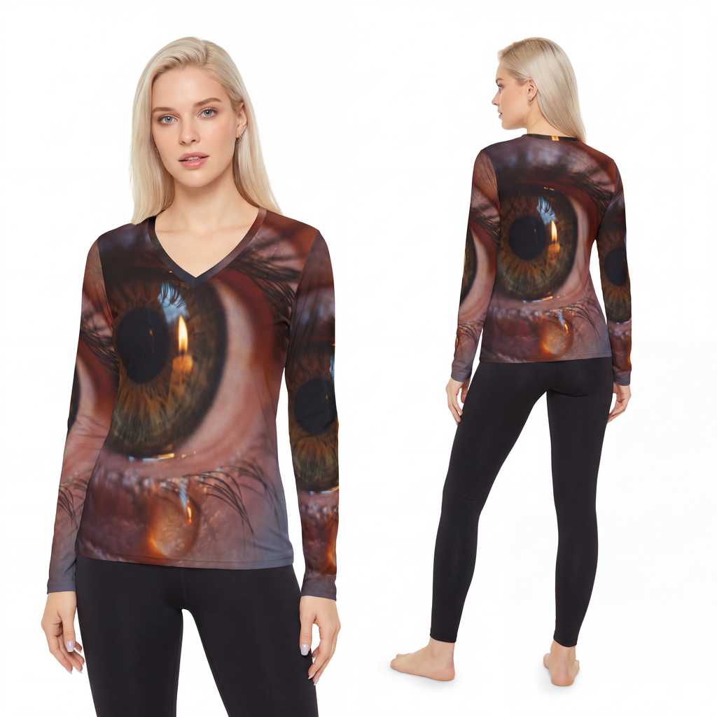 Women's Long Sleeve V-neck Shirt - Amber Iris Reflection......