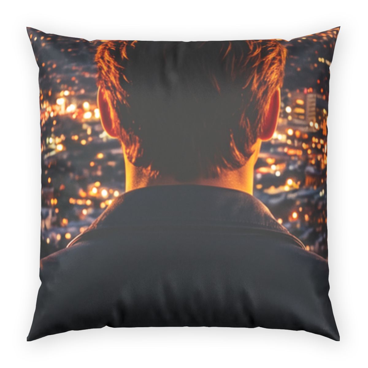 Poly Velvet Pillow - Twilight Horizon Skyline | Echovira...