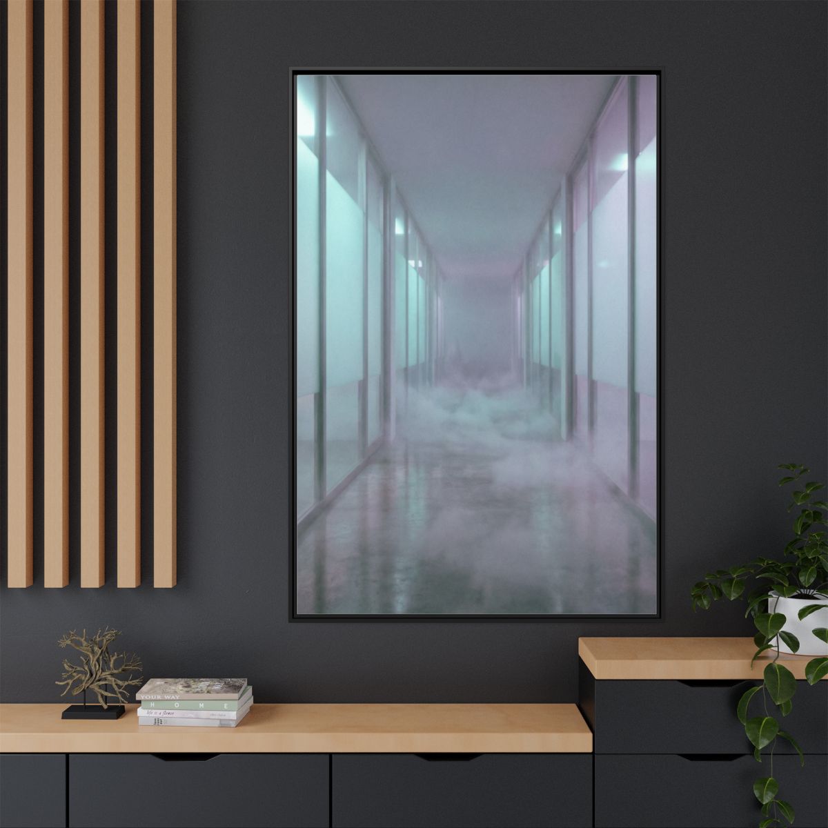 Matte Canvas, Framed - Liminal Corridor Fog Art Print —... |...