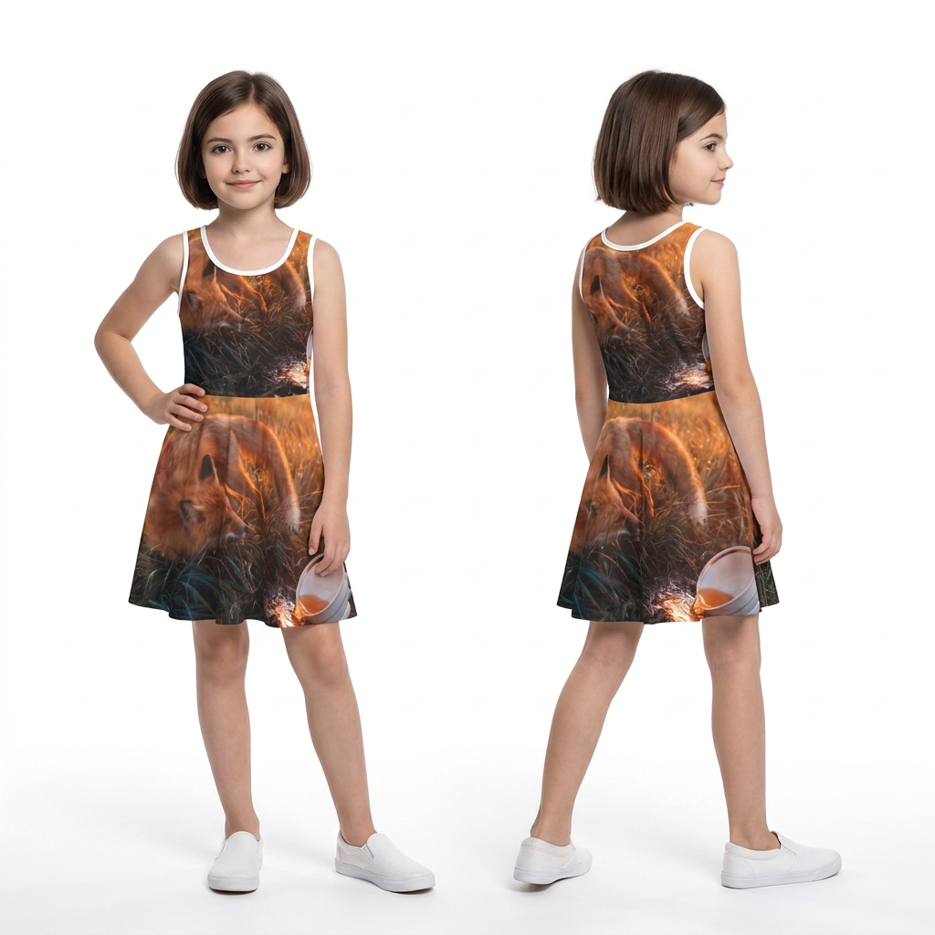 Girls' Sleeveless Sundress Fox and Tea Print