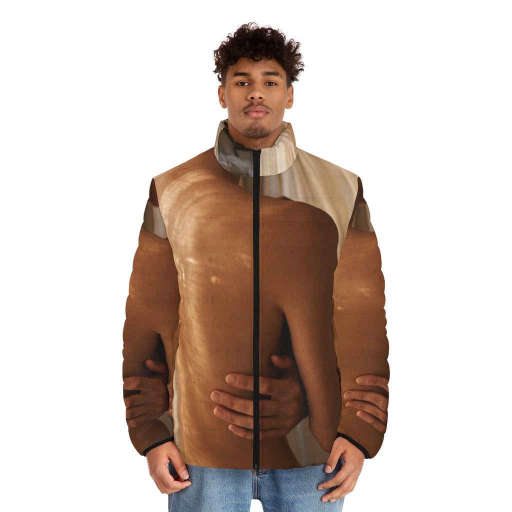 Men's Puffer Jacket - Golden Hour Embrace Solitude Portrait...