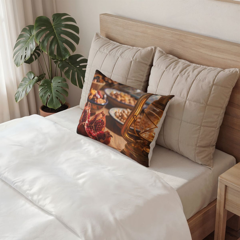 Cotton Pillow Sham - Amber Lantern Glow | Echovira Gallery