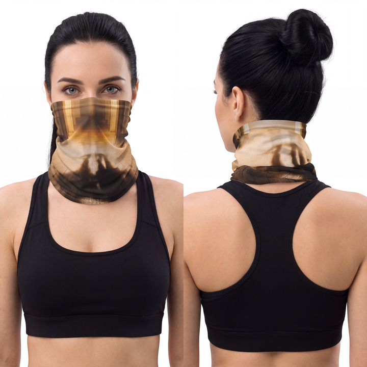 Lightweight Neck Gaiter - Shadows of the Manor Hallway Art