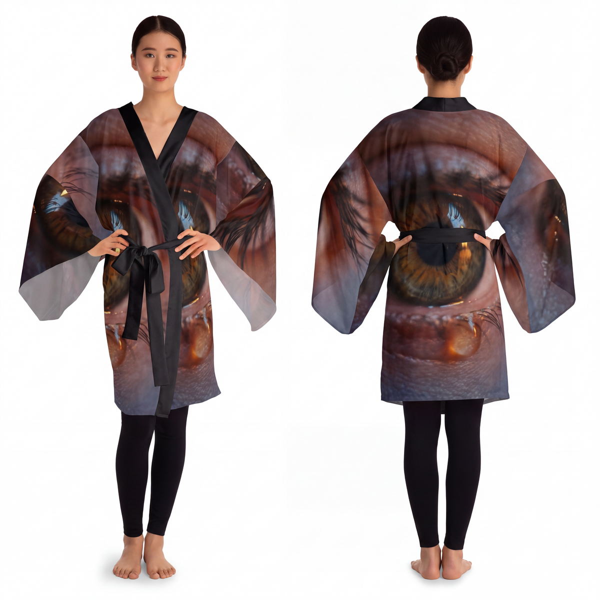 Long Sleeve Kimono Robe - Amber Iris Reflection Fine Art......