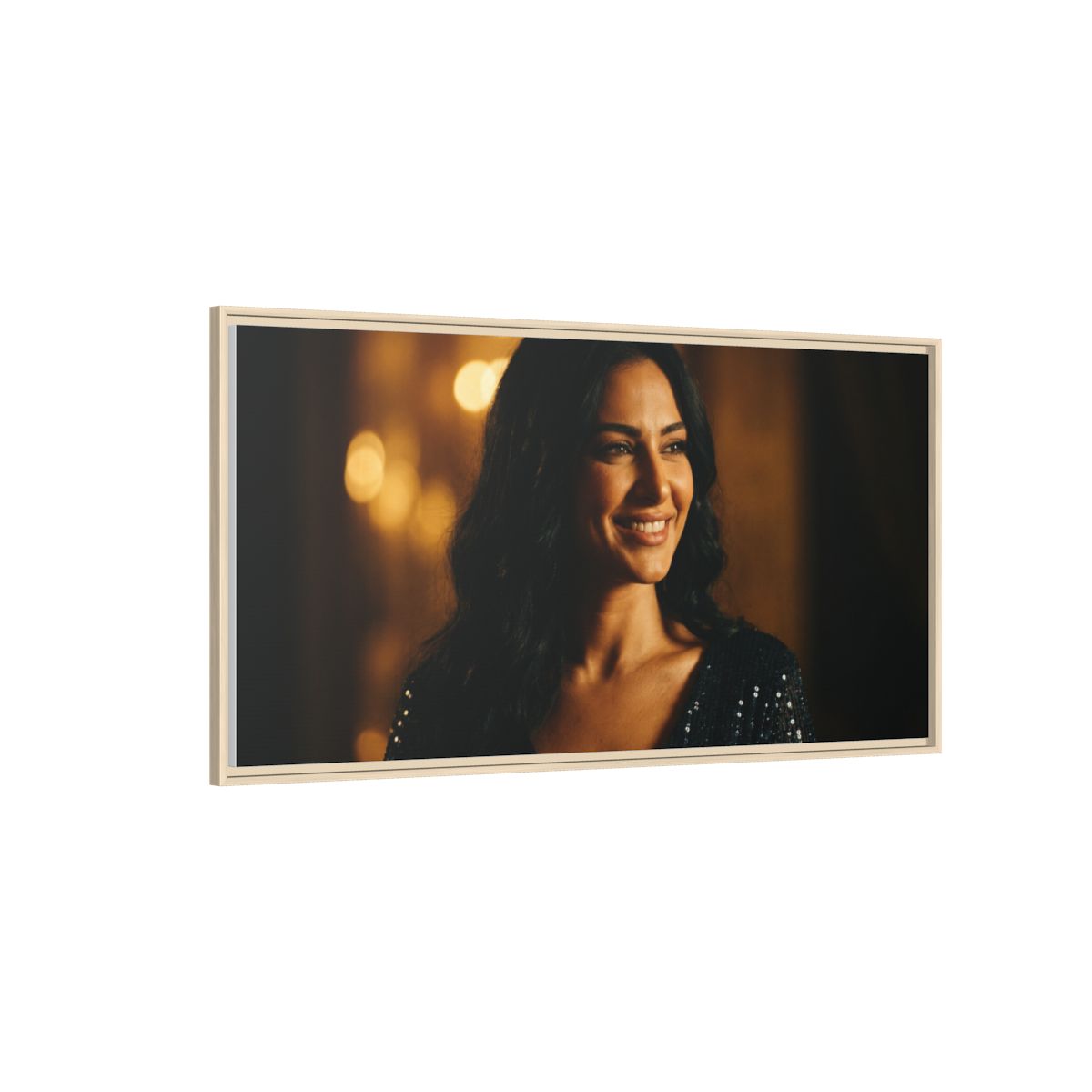 Framed Canvas Art - Golden Glamour — Natural / 1.25"