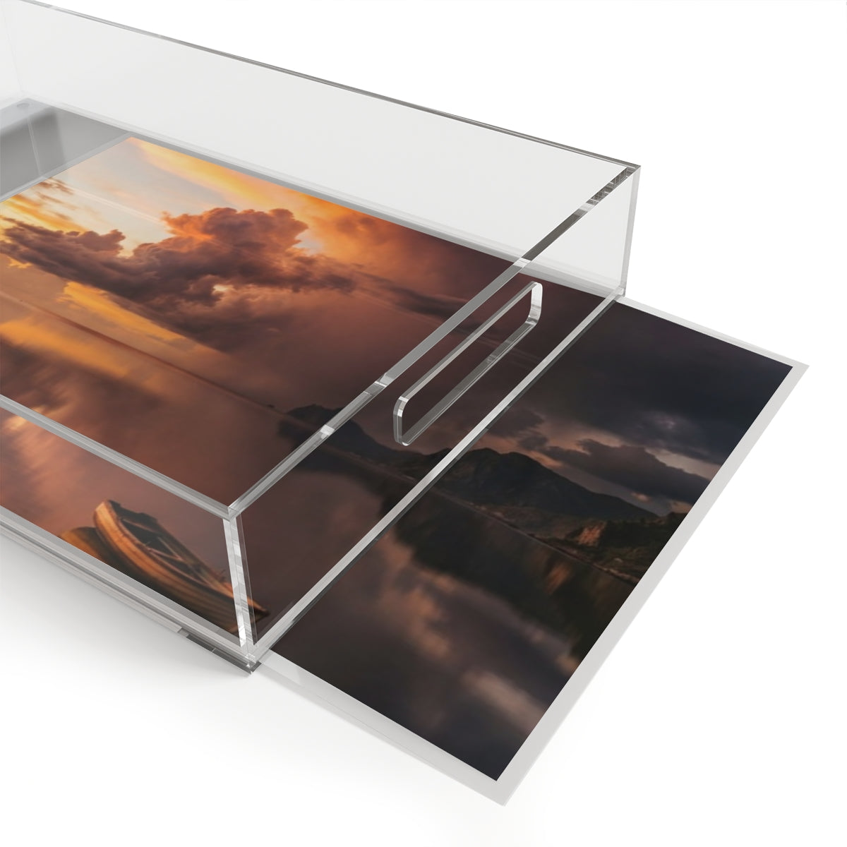 Acrylic Serving Tray - Golden Solitude | Echovira Gallery