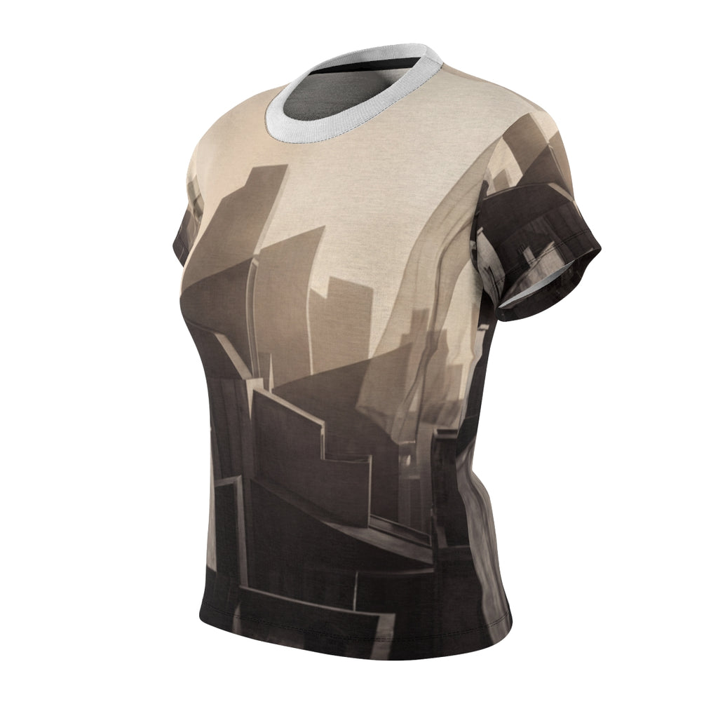 Women's Cut and Sew Tee with Urban Skyline Art