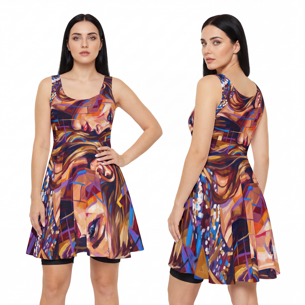 Women's Skater Dress - Shattered Elegance | Echovira Gallery