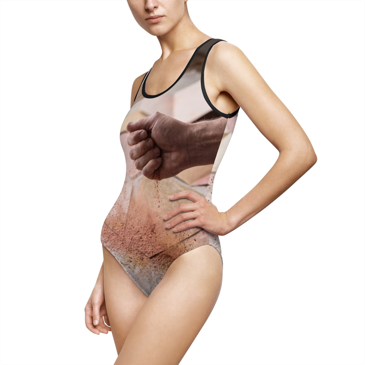 Women's Abstract Terracotta One-Piece Swimsuit