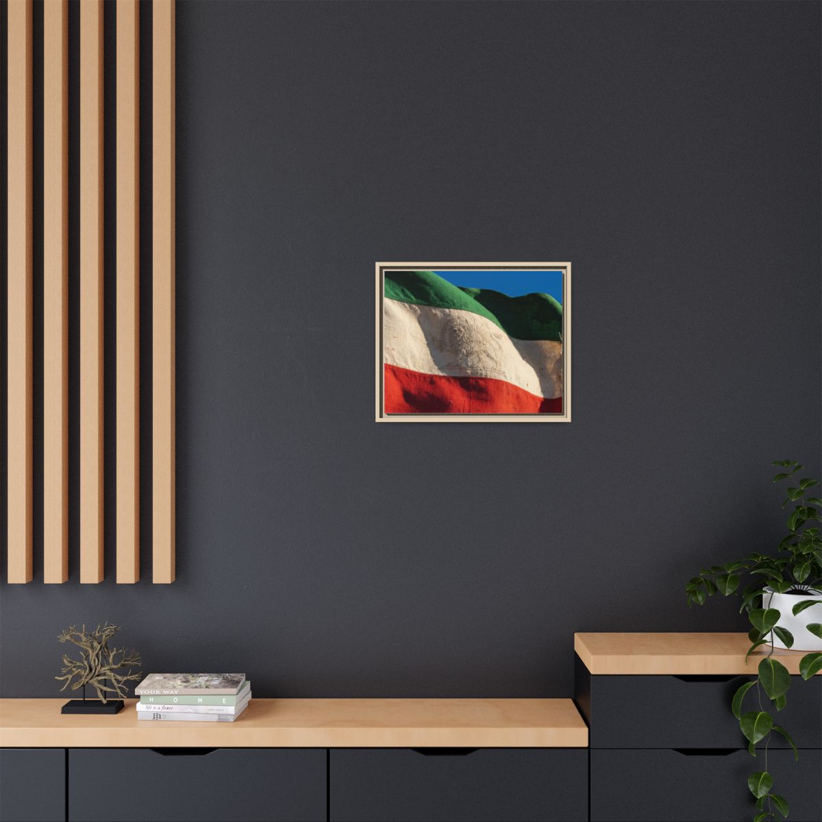 Framed Canvas Art - Distressed Flag — Natural / 1.25"
