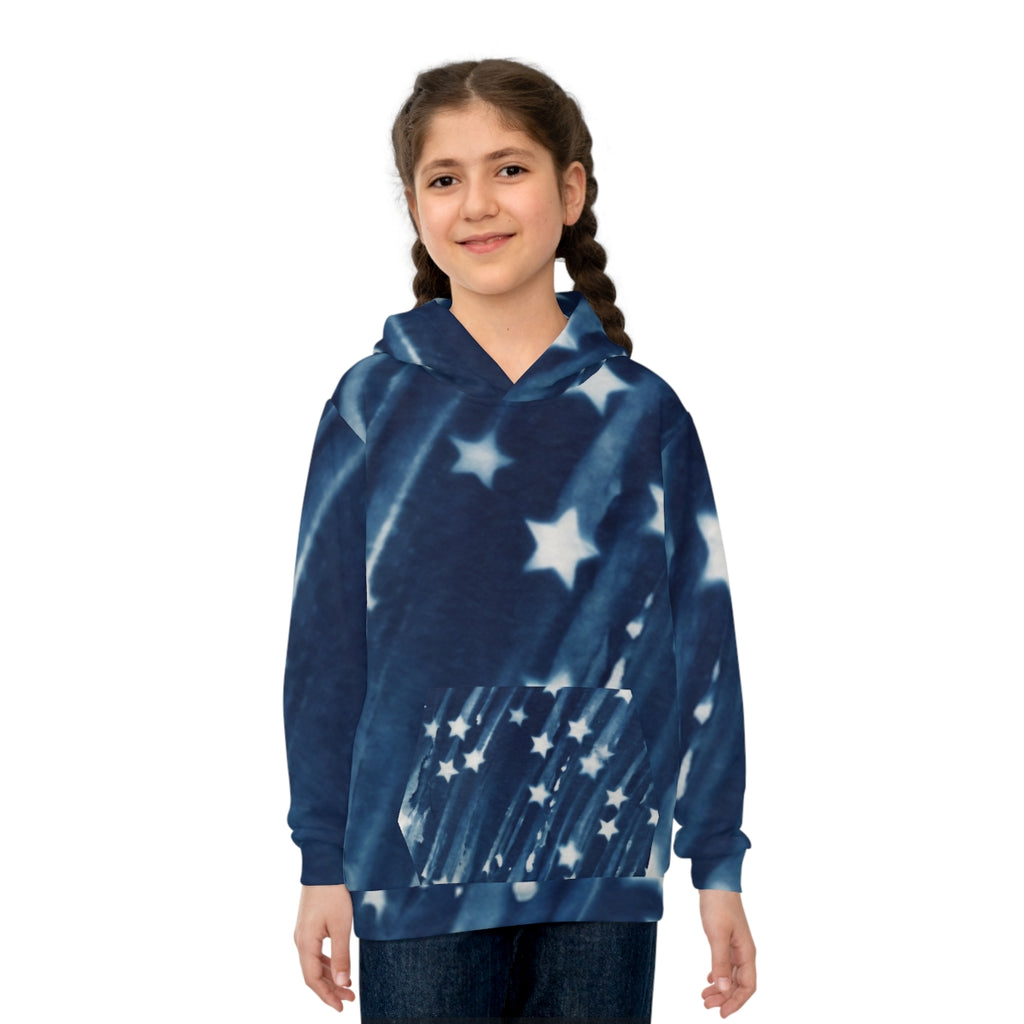 Children's Hoodie with Cyanotype Celestial Star Art