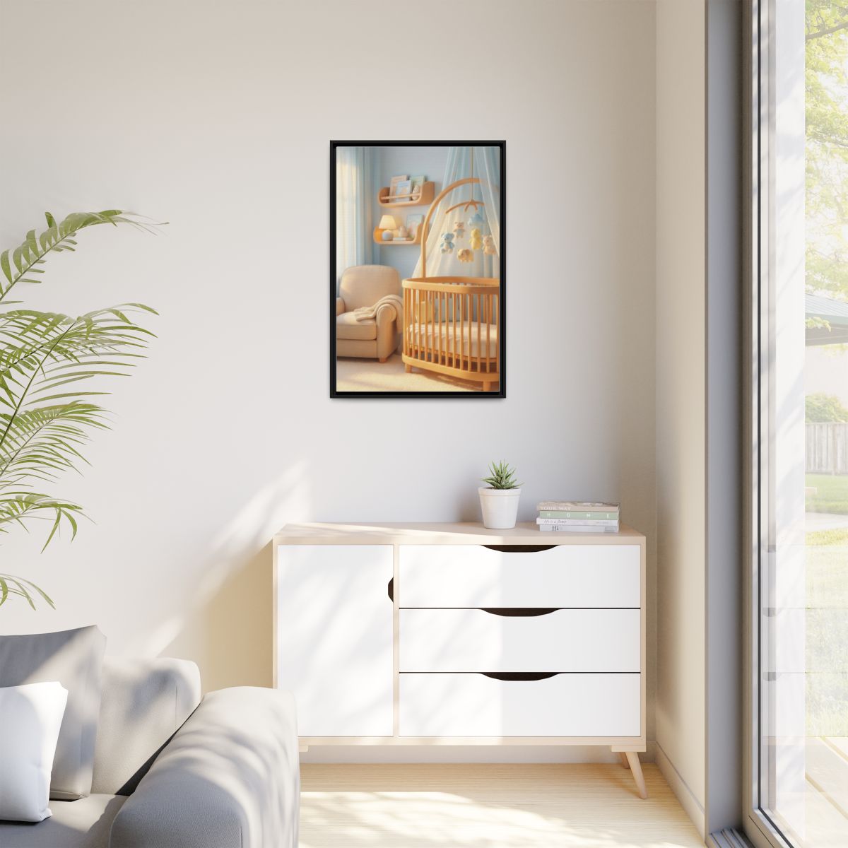 Matte Canvas, Framed - Dreamy Serene Nursery Art — Black /...
