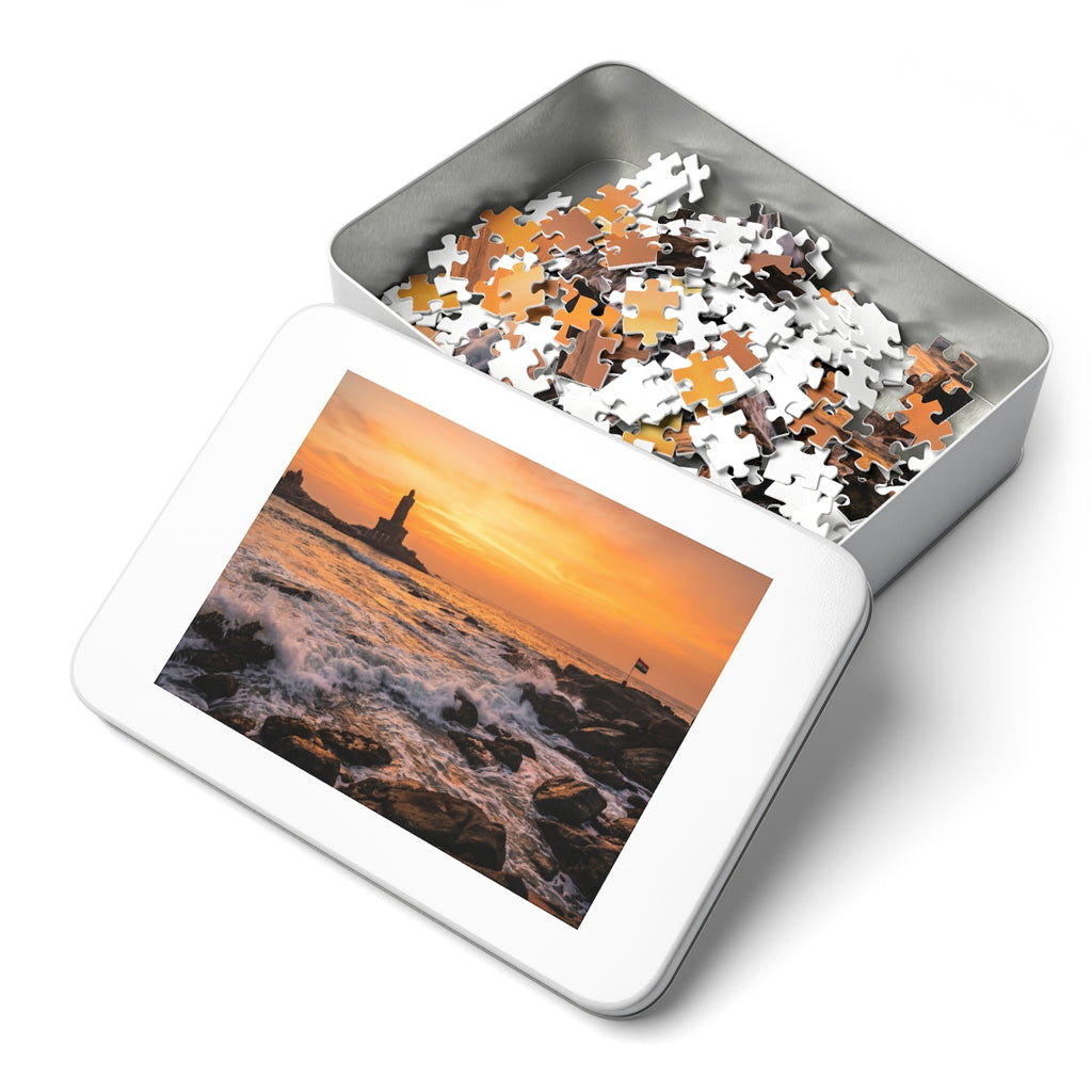Jigsaw Puzzle with Tin - Coastal Sunrise