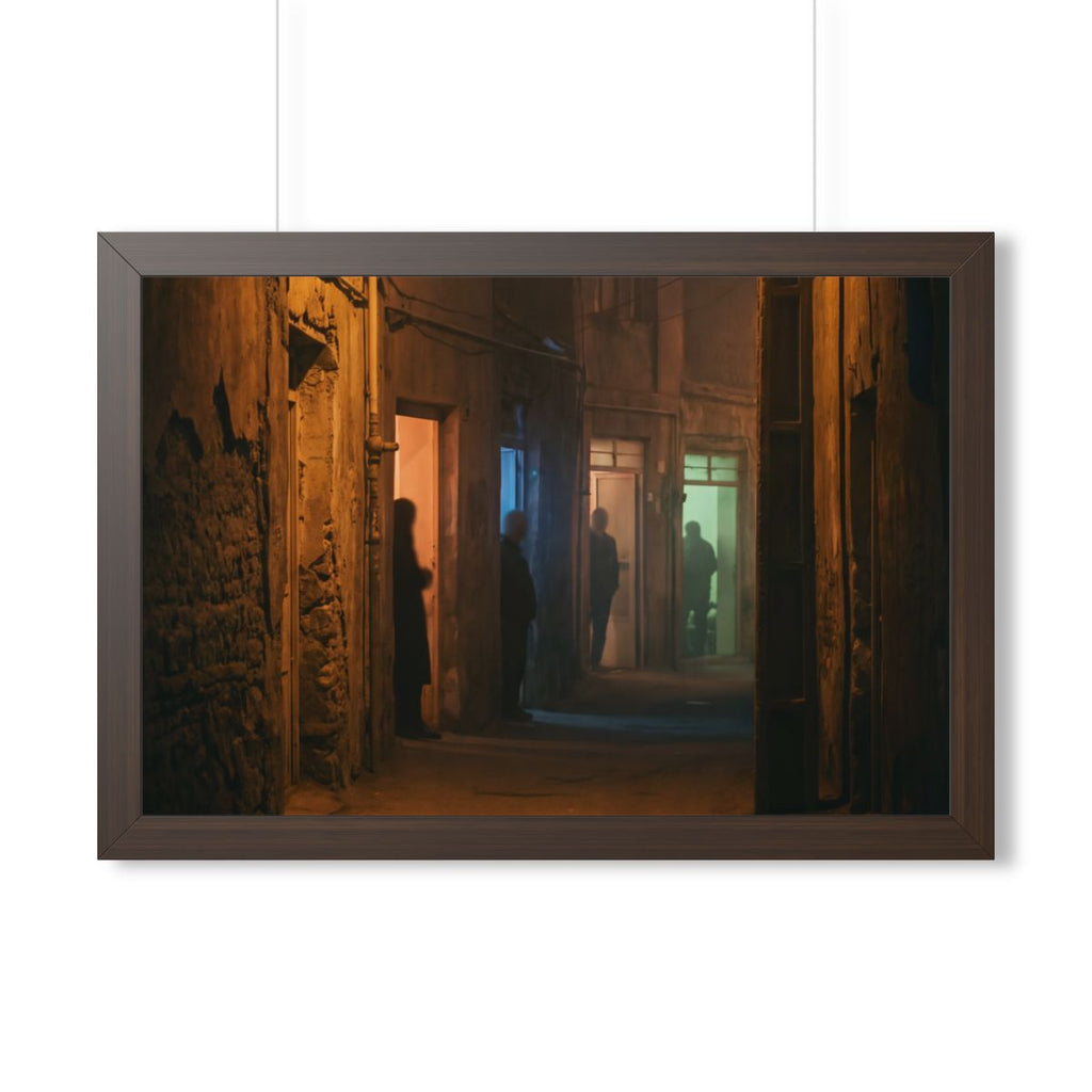 Framed Horizontal Poster - Shadowed Alleyway Mystery Art......