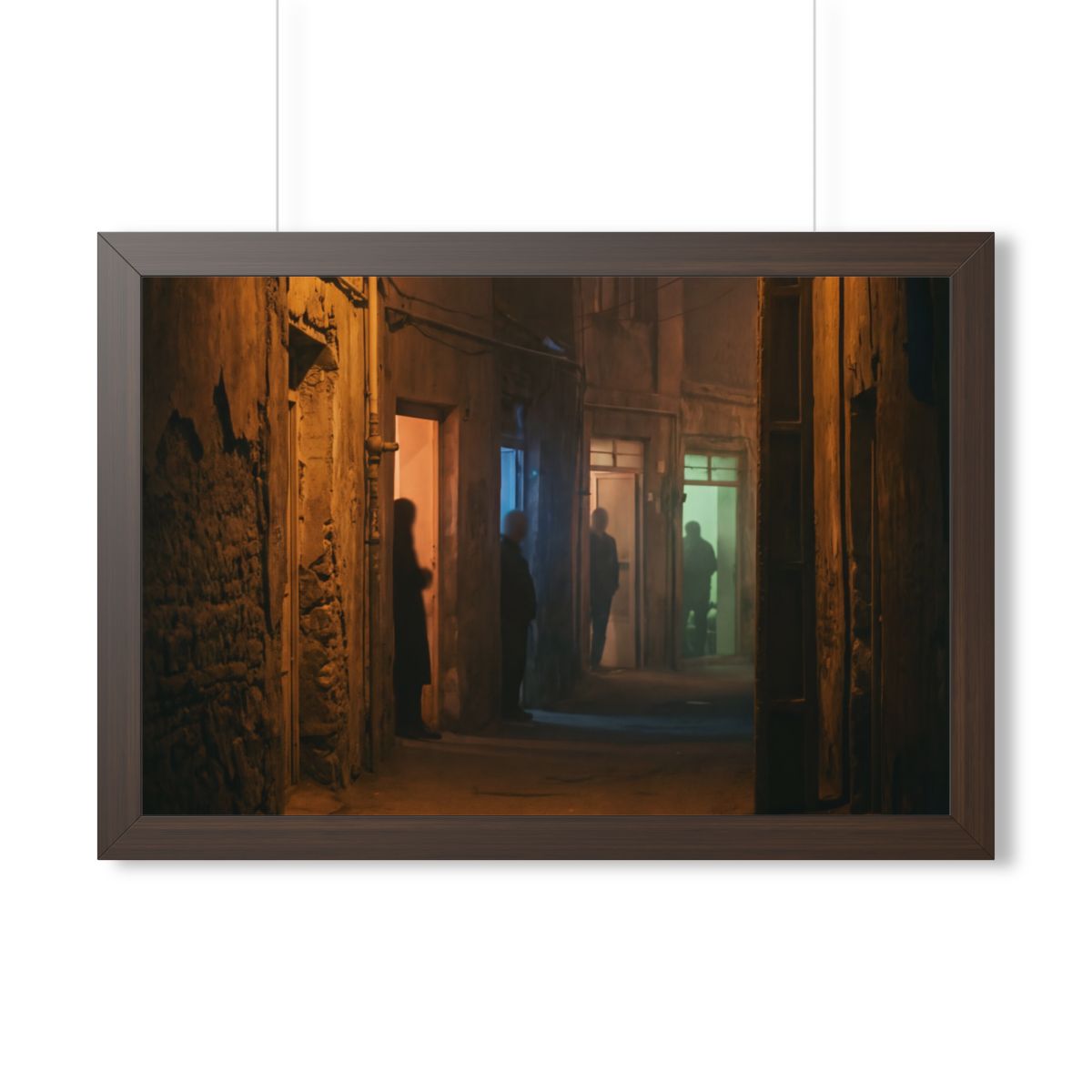 Framed Horizontal Poster - Shadowed Alleyway Mystery Art......