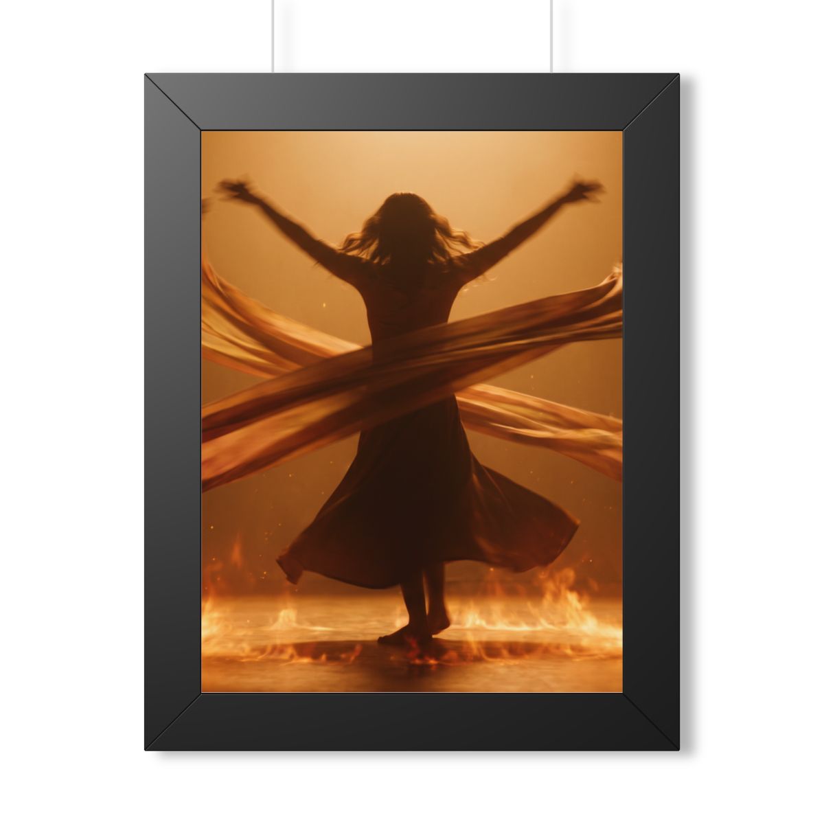 Framed Vertical Poster - Fire Dance Ascent — Black (11×14......