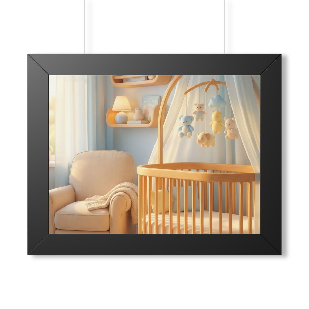 Framed Horizontal Poster - Dreamy Serene Nursery Art — Black...