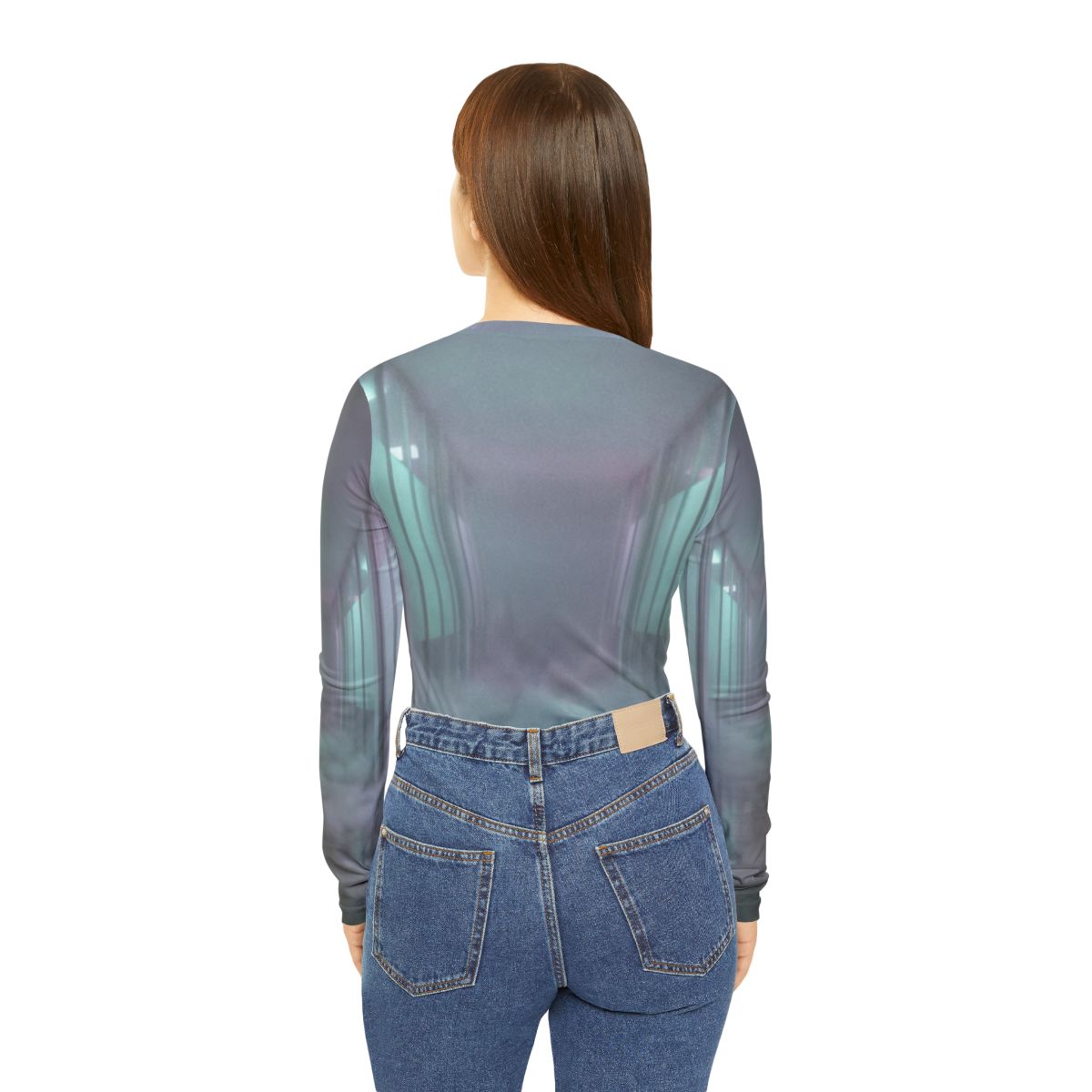 Women's Long Sleeve V-neck Shirt - Liminal Corridor Fog Art...
