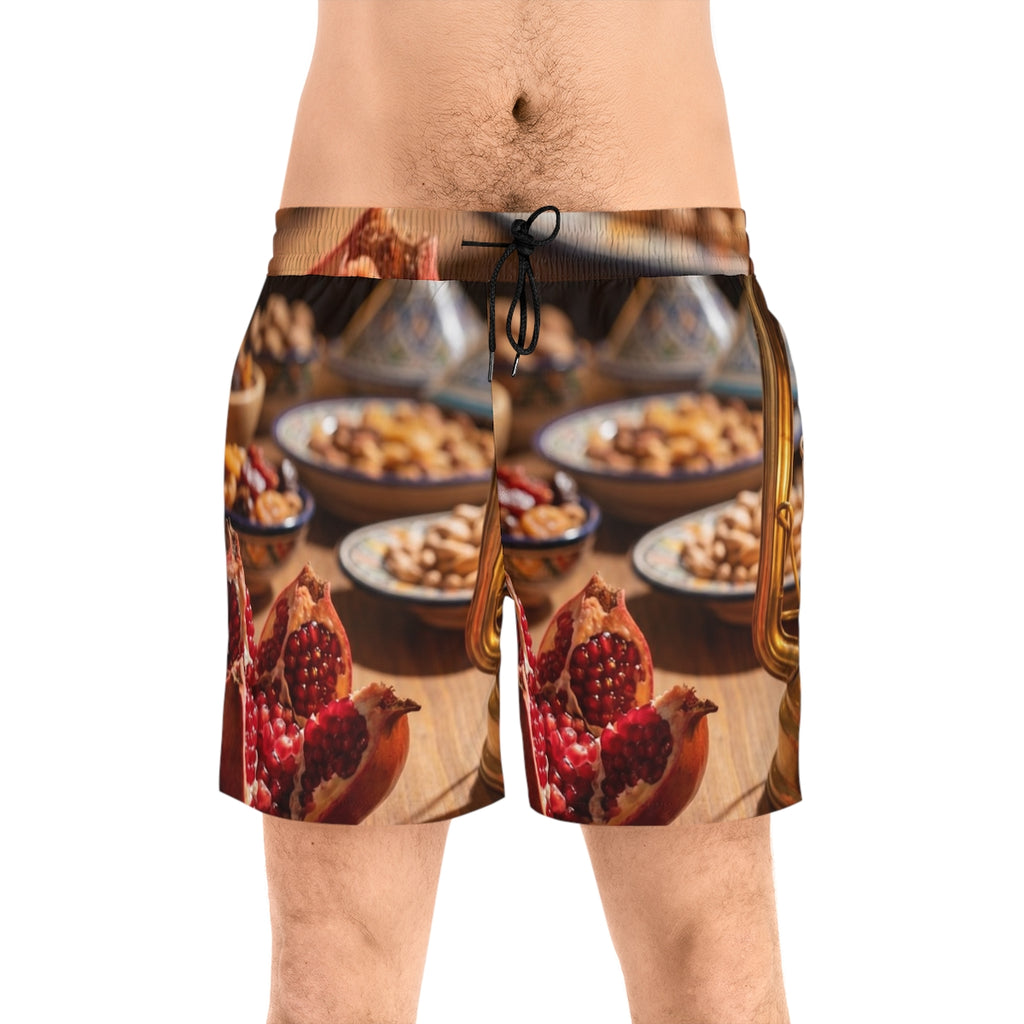 Men's Swim Shorts - Amber Harvest Feast | Echovira Gallery