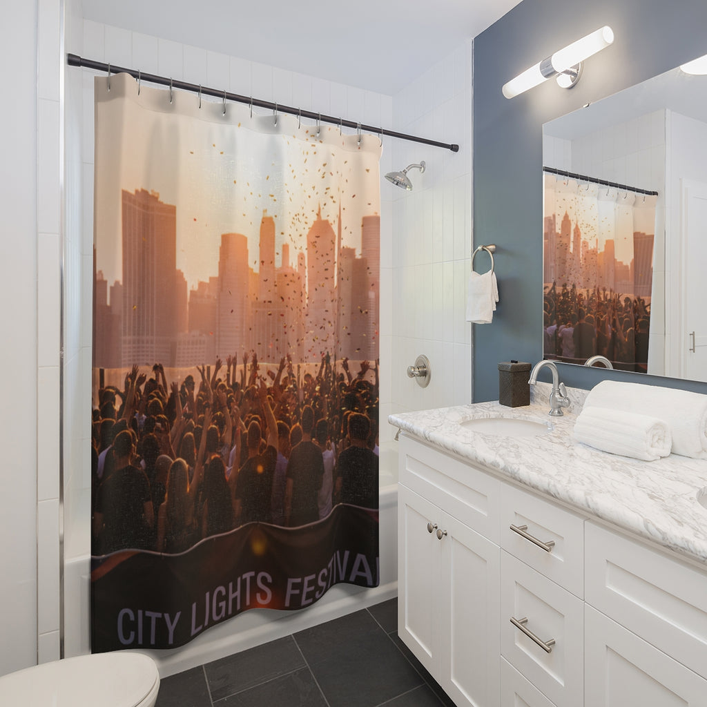 Shower Curtain - City Lights Festival | Echovira Gallery