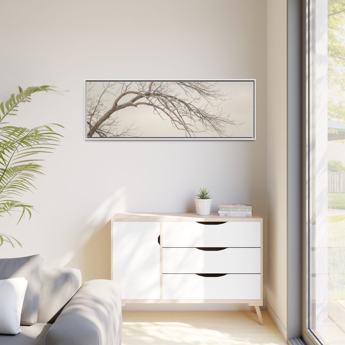 Matte Canvas, Framed - Winter Branch Solitude Landscape —......