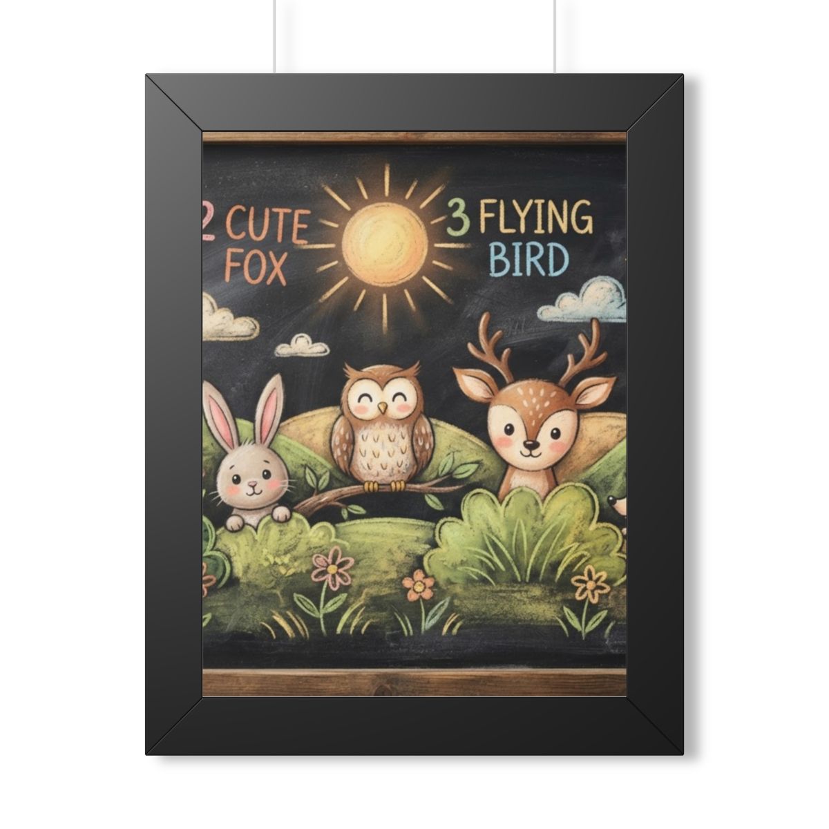 Framed Vertical Poster - Woodland Friends Meadow — Black......