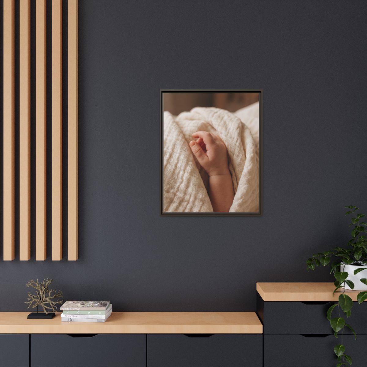 Framed Matte Canvas - Tender Newborn Hand (8×10, 9×12... |...