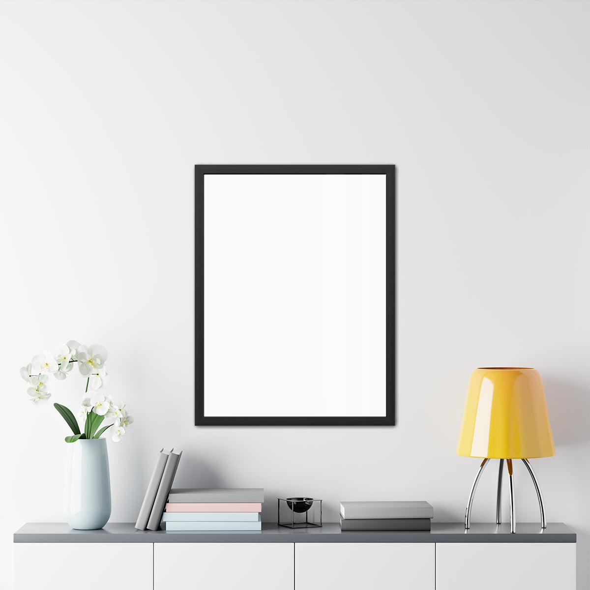 Framed Posters - Winter Branch Solitude Landscape — Portrait...