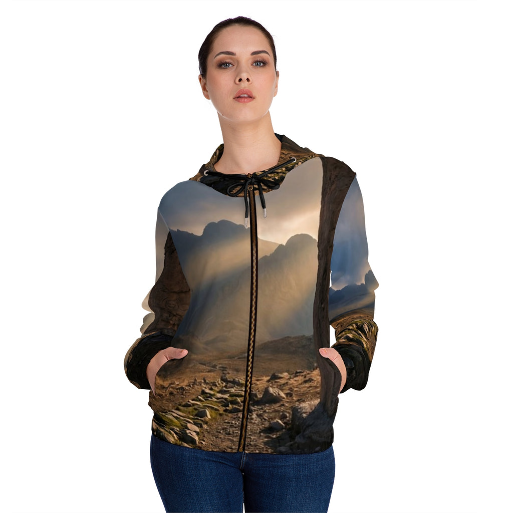 Women's Full-Zip Hoodie - Mystic Monolith Ancient Persian......