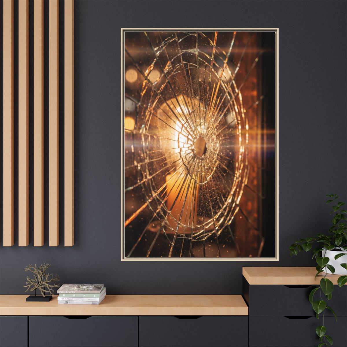 Matte Canvas, Framed - Golden Fractured Art — Natural /... |...