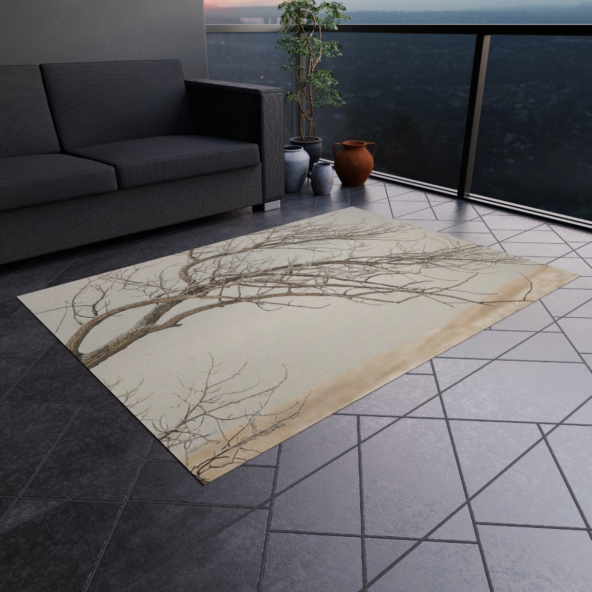 Outdoor Rug - Winter Branches Entry Mat | Echovira Gallery