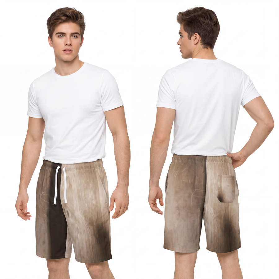 Men's Athletic Long Shorts - Shadows of the Citadel moody architectural print