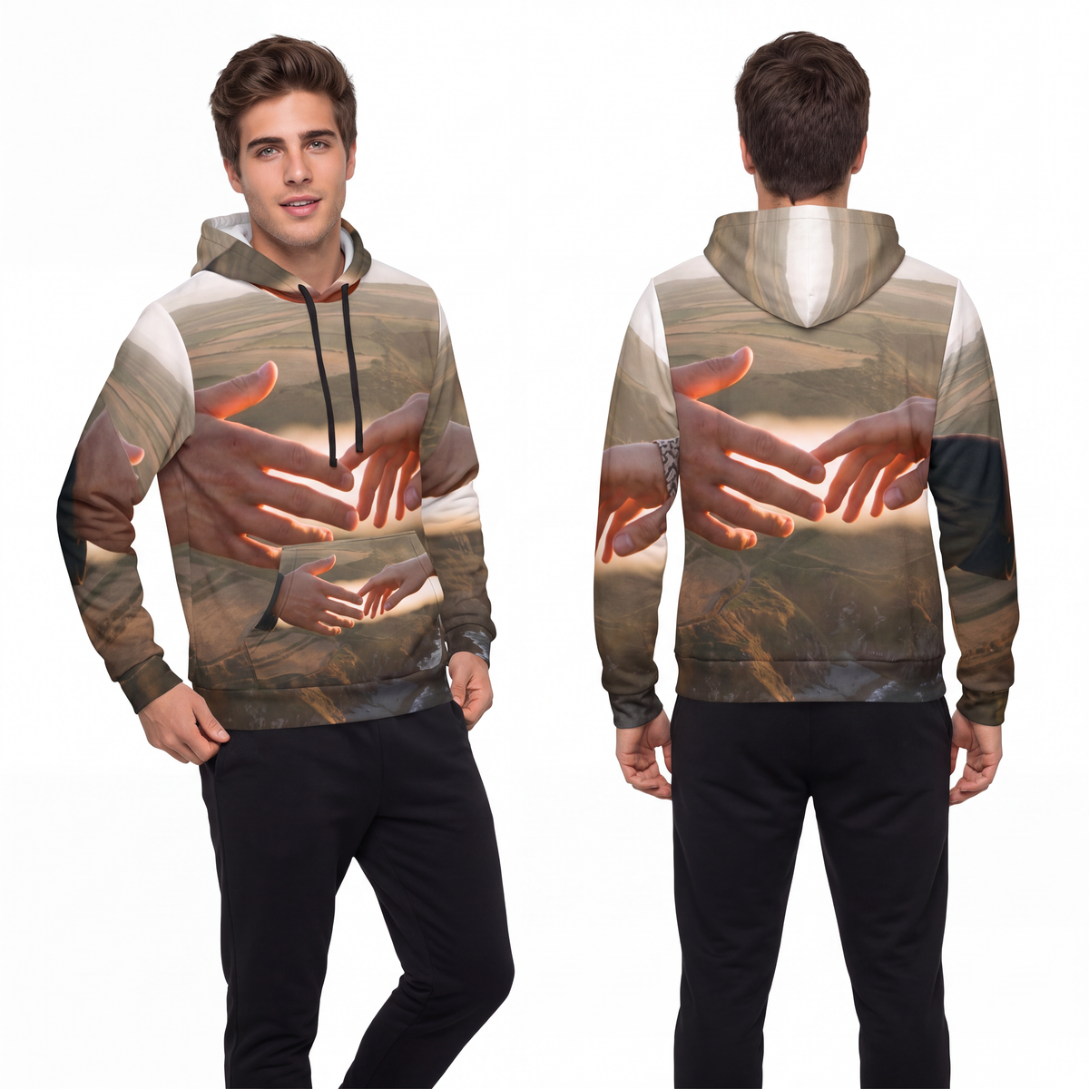 Men's Athletic Hoodie - The Infinite Touch | Ethereal... |...