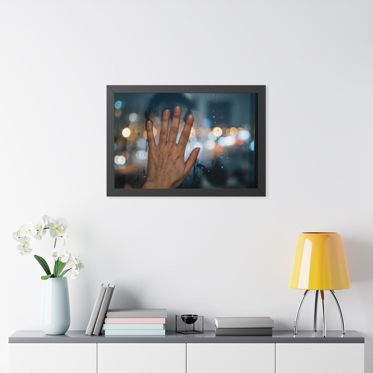 Framed Rainy City Window Horizontal Poster