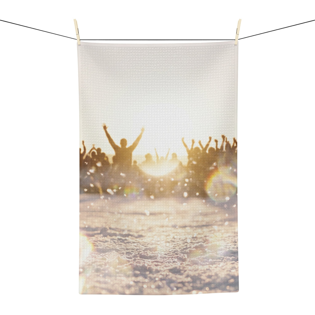 Golden Hour Crowd Microfiber Tea Towel