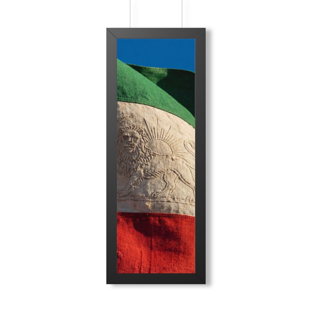 Framed Vertical Poster - Vintage Persian Lion and Sun Flag...