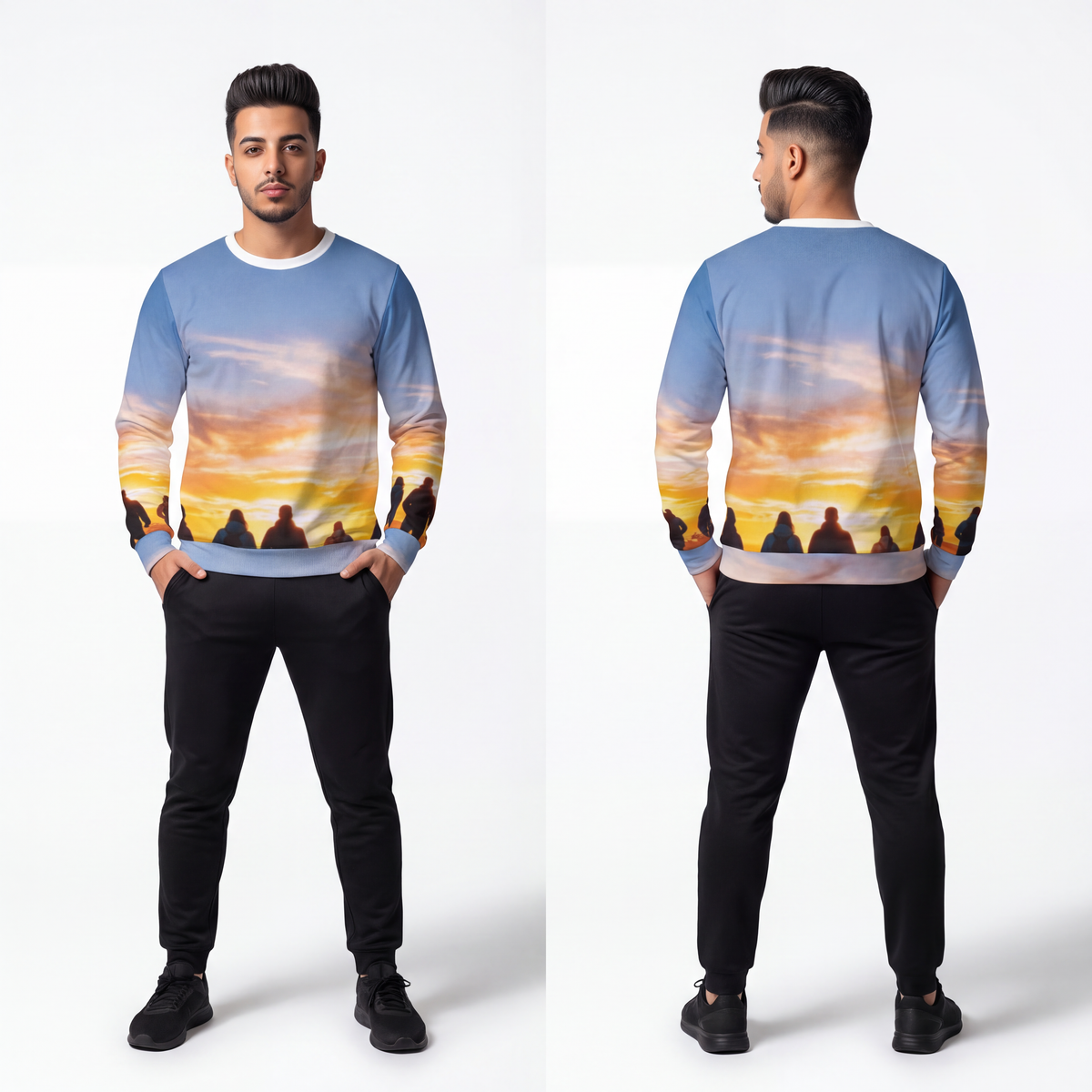 Men's Lightweight Sweatshirt - Sunset | Echovira Gallery