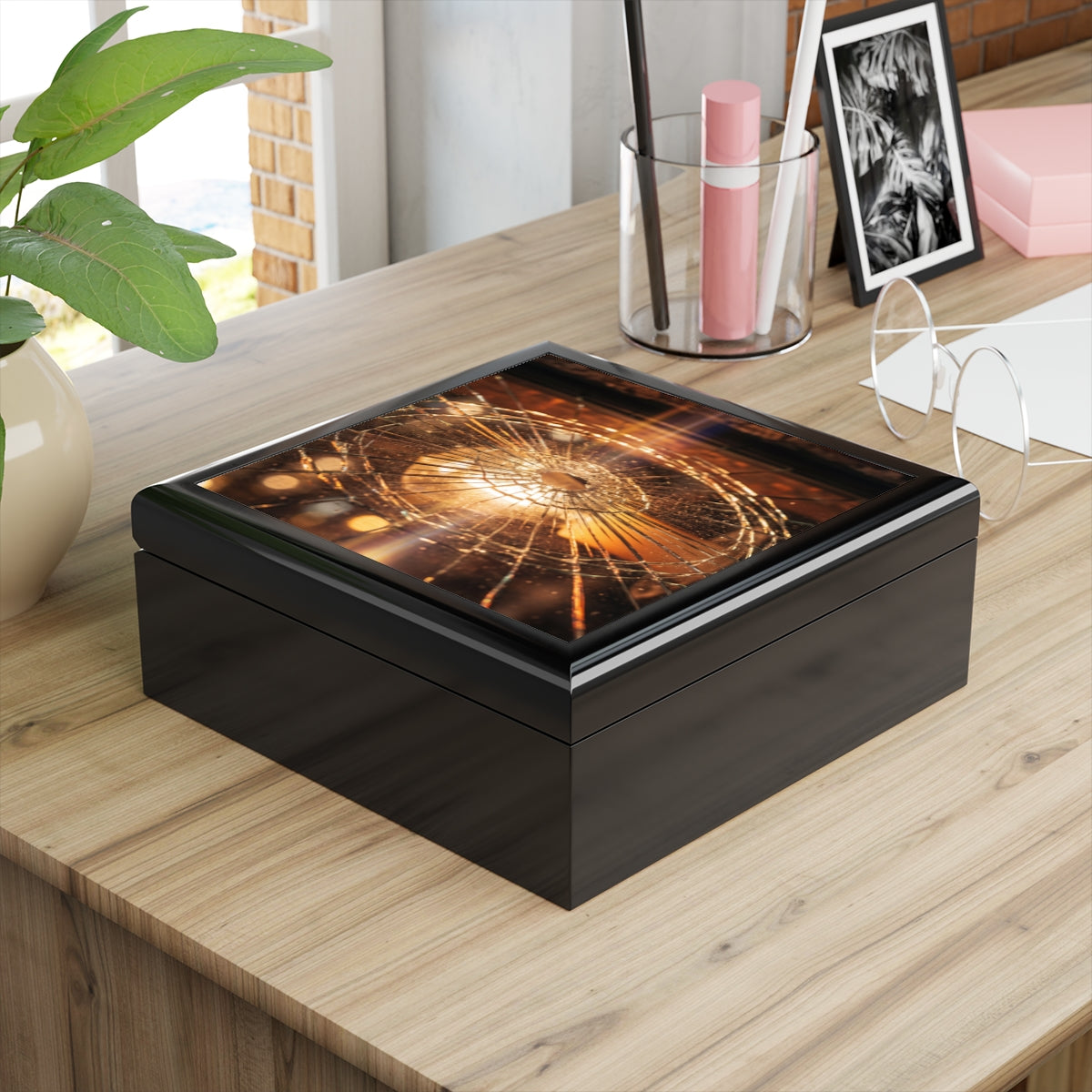 Jewelry Box - Golden Fracture Shattered Glass Art | Echovira...