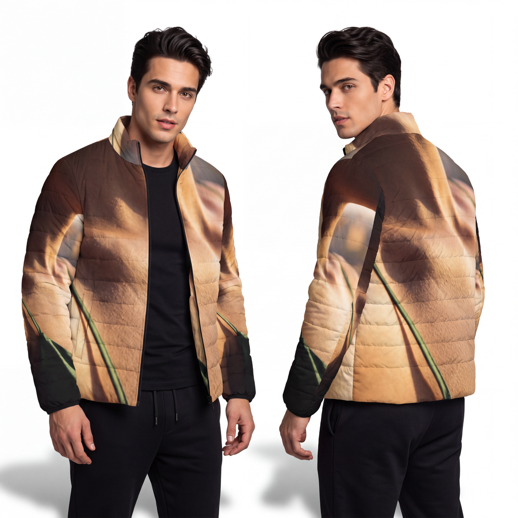 Men's Puffer Jacket - Golden Hour - Emerald Sunset Coat |...