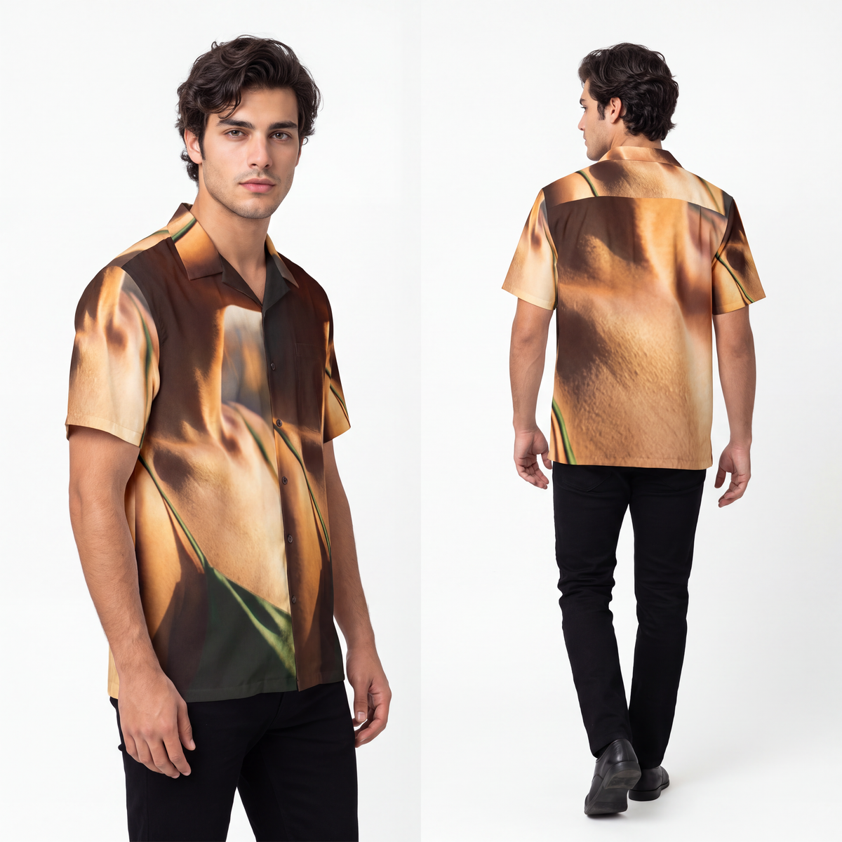Men's Hawaiian Shirt - Golden Hour - Emerald Sunset |...